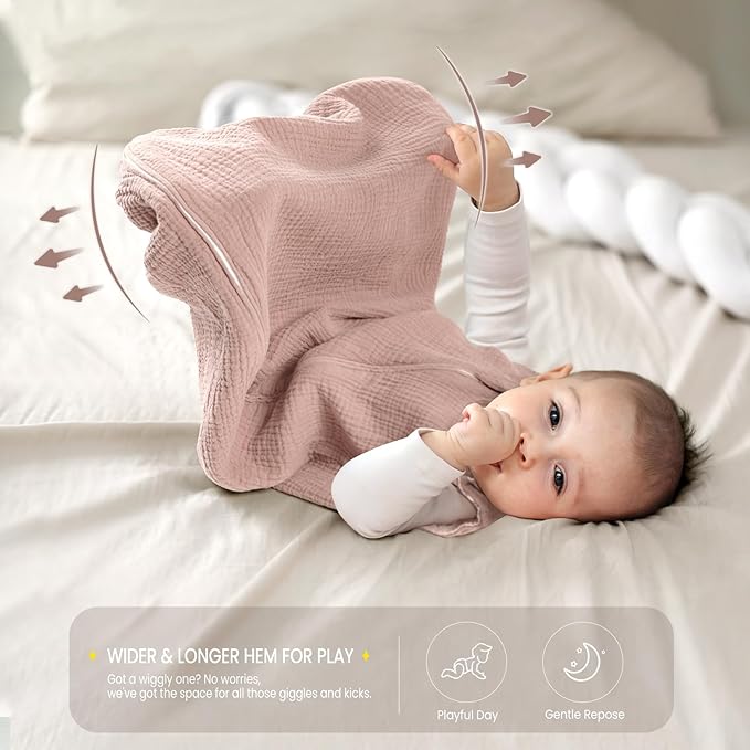lulumoon Sleep Sack Muslin for Baby: Cotton Wearable Blanket for 9-15 Months - Soft Lightweight Ideal for Nursery Lounge Nighttime Naptime 6-12 Months