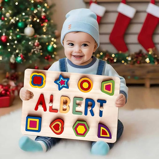 Name Puzzle for Kids Personalized, 1 Year Old Boy Gifts, Personalized Puzzles for Toddlers 1-3, Custom Name Puzzle, Montessori Toys for 1-3 Years Old(Shape)