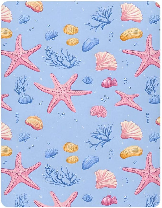 Baby Crib Sheets Fitted Crib Sheet Standard Crib and Toddler Mattress for Boys Girls 39 * 27in Pink Starfish Shell Pattern (Pink Starfish Shell Pattern, Small)