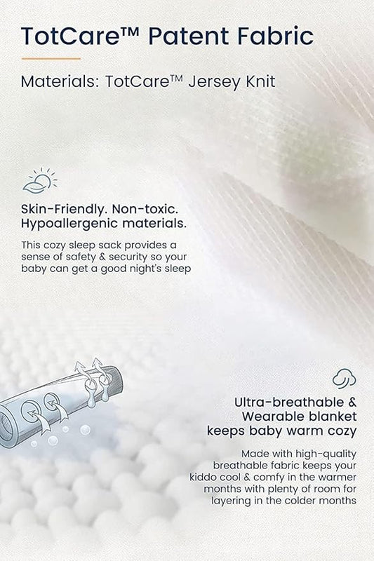 TotAha Light Sleep Sack, Stretchy, Soft, Cozy Wearable Blanket Sleep Bag with 2-Way Safe Zippers for 0-6-12-24 Months 0.5 TOG