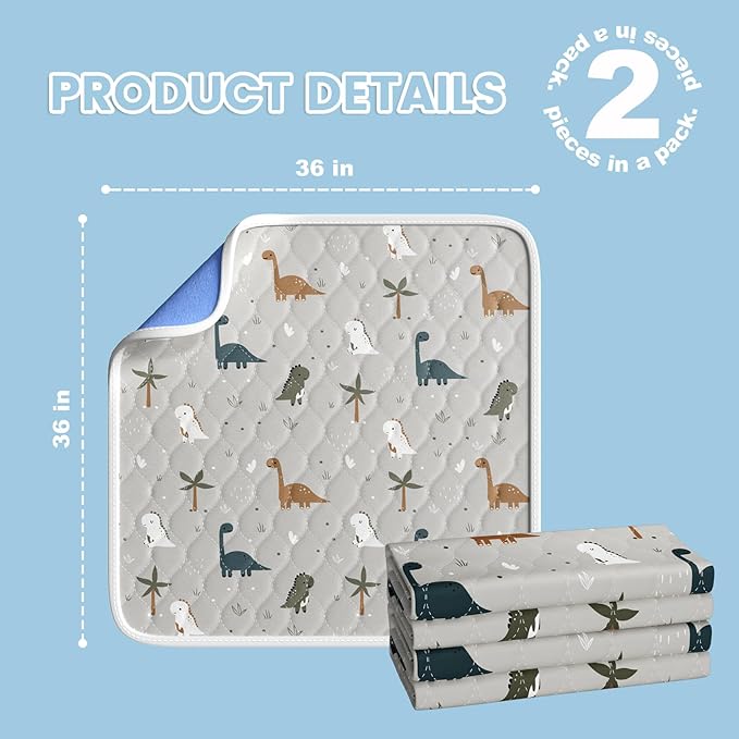 Bed Wetting Pads for Kids & Toddlers, 36"x36" 5 Layer Waterproof Washable Pee Pads, Potty Training Mattress Protector, Absorbent Chuck Pads Non Slip for Bedwetting Kids, Hospitals, Pet (Grey,2Packs)