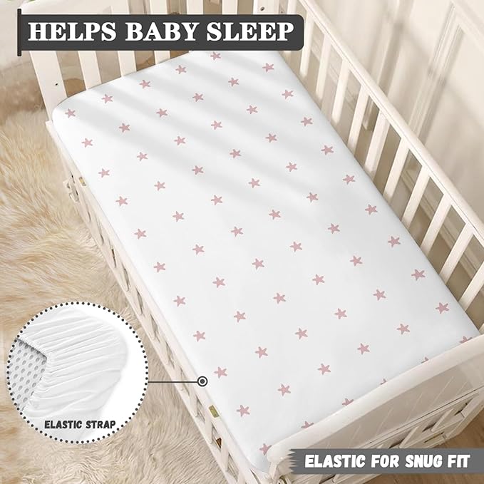 Colored Stars Fitted Crib Sheet Stars Baby Crib Sheet Fit Standard Crib and Toddler Mattress,Crib Mattress Sheets for Boys Girls 28"x52"