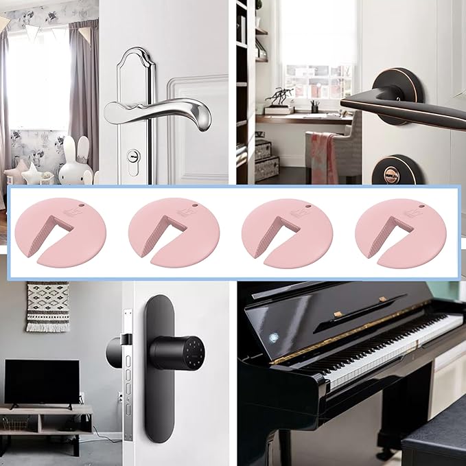 Neobay Door Pinch Guard and Door Slam Stopper, Durable Silicone Door Finger Pinch Guard, Prevents Slamming on Even Heavy Doors, Non-Toxic & Pet Friendly, 4 Packs Pink.