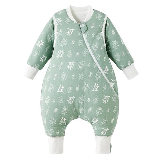 Duomiaomiao 3.5 TOG Toddler Sleep Sack 3-4T 100% Cotton Winter Side Open Zipper Baby Sleep Sack with Feet, Warm Toddler Wearable Blanket