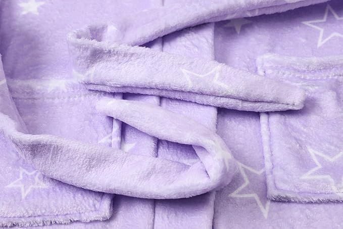 Umeyda Girls Fleece Hooded Robes, Warm Printed Bath Robe for Kids Soft Fuzzy Bathrobe for Gifts