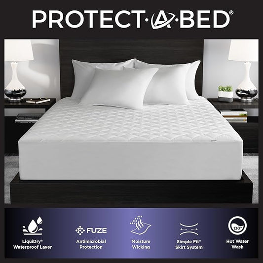 Protect-A-Bed Essential Mattress Pad Full, 100% Waterproof, Dust Mite Barrier Mattress Pad, Breathable & Quiet, Antimicrobial, Fits 11"-18" Mattresses