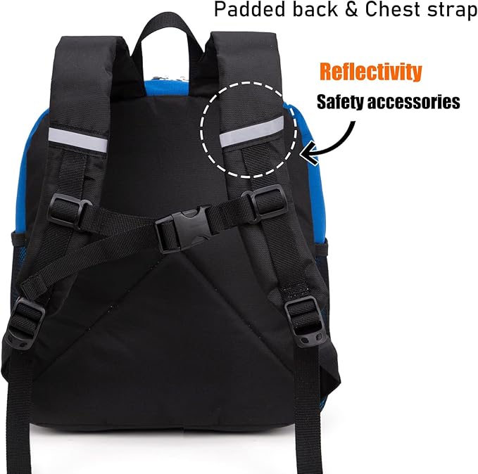 HawLander Little Kids Backpack for Boys or Girls, Toddler School Bag Fits 3 to 6 years old, Blue 02, 12 Inch