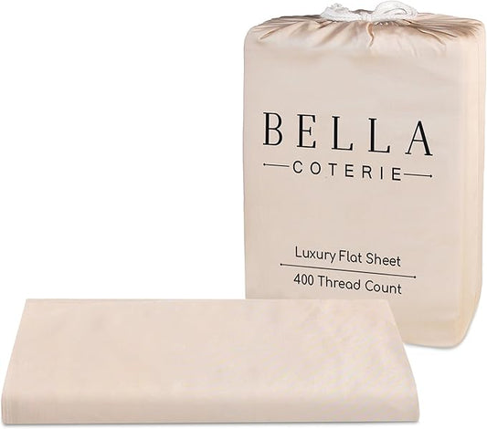 Bella Coterie Luxury Bamboo Viscose Queen Size Flat Sheet | 100% Organically Grown | Ultra Soft | Cooling for Hot Sleepers [Champagne]