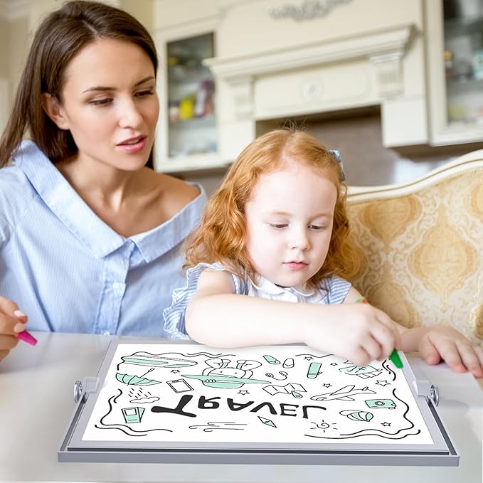 Laokiiy Dry Erase White Board, 16X12IN Magnetic Desktop Whiteboard Calendar with Stand, 8 Markers, 4 Magnets, 1 Eraser, Portable Double-Sided White Board Easel for Kids Memo to Do List Desk