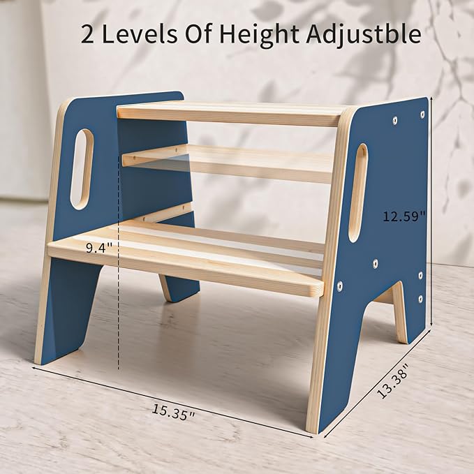 Wingyz Toddler Step Stool,Height-Adjustable Wooden Step stools for Kids with Handles,2 Stepstool for Toddlers,Bathroom Sink, Kitchen, Bedroom,Potty Training