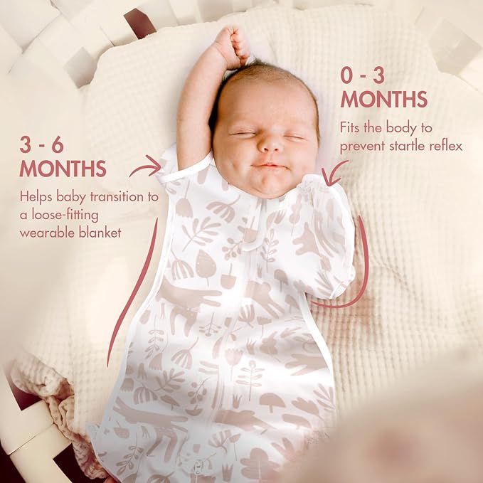 2-Pack Baby Transitional Swaddle Sleep Sack - Arms Up Swaddle 3-6 Months for Baby Girl, Newborn Sleep Sack with Cuff Removable & 2-Way Zipper Design, Pink Bunny
