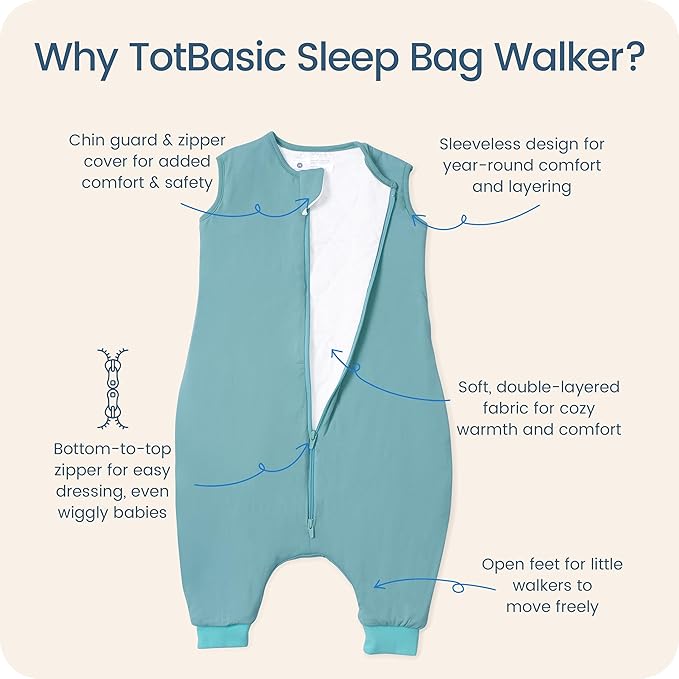 Toddler Sleep Sack with Feet, 1.0 TOG Baby Sleeping Bag with Legs, Oversized Wearable Blanket for 2T, 3T, 4T Walkers