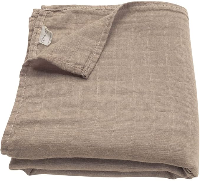 Ali+Oli Muslin Swaddle Blanket for Baby (Taupe) Large 47" x 47" Soft Rayon Made from Bamboo & Organic Cotton, Machine Washable Receiving Blanket Wrap for Newborn to Toddler