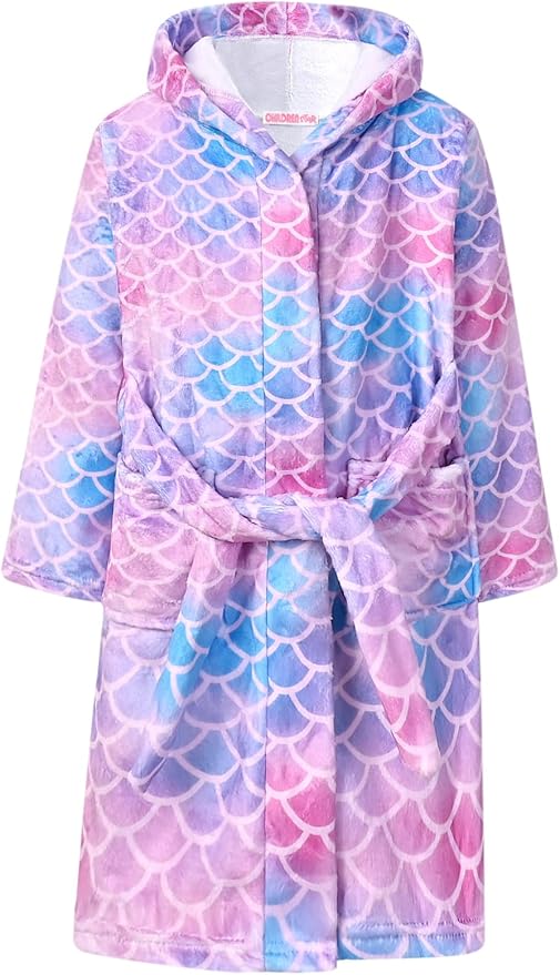 CHILDRENSTAR Girls Robe Kids Bathrobes Plush Soft Fleece Pajamas Sleepwear