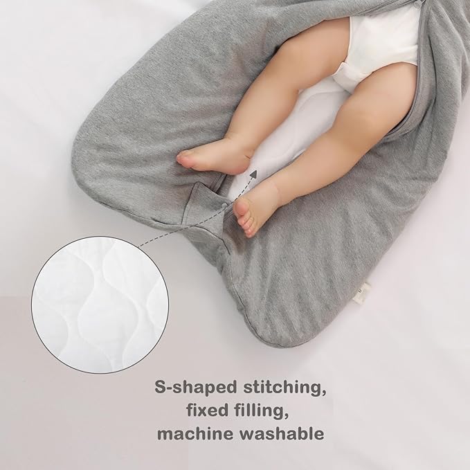 Mosebears Sleep Sack Baby Winter Wearable Blanket with 2-Way Zipper,2.5 TOG Cotton Sleep Sack Unisex (Grey, 0-6 Months)