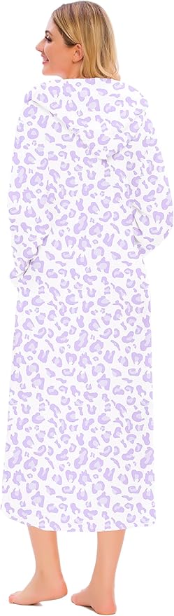 Umeyda Girls & Women Fleece Hooded Robes, Soft Fuzzy Bathrobe Warm Plush Fluffy Bath Robe for Kids Womens