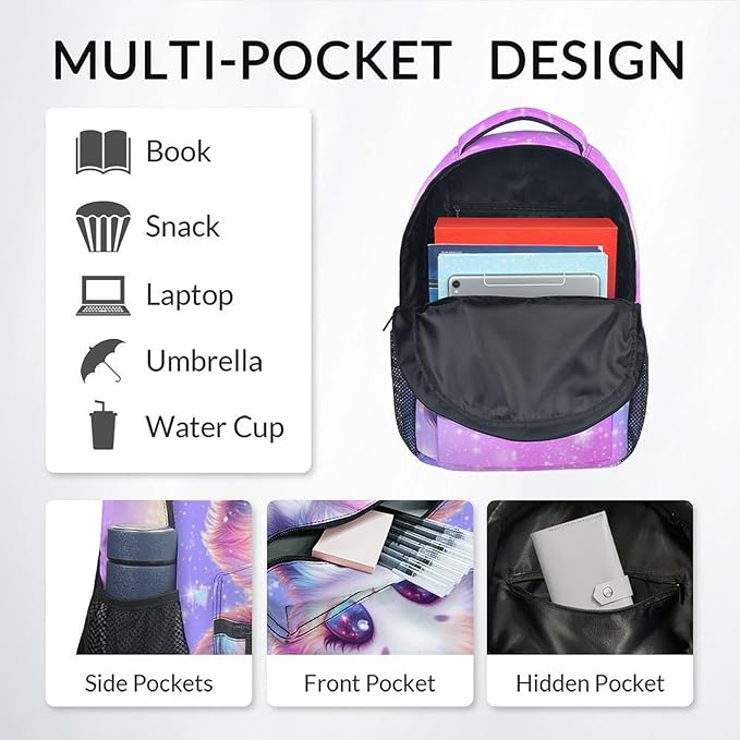 Kids' Backpacks - Cat Backpacks for Girls - Cute Toddler Bookbag - Gifts for Daughter - Durable School Bag for Kindergarten/Preschool/Elementary(17 Inch)