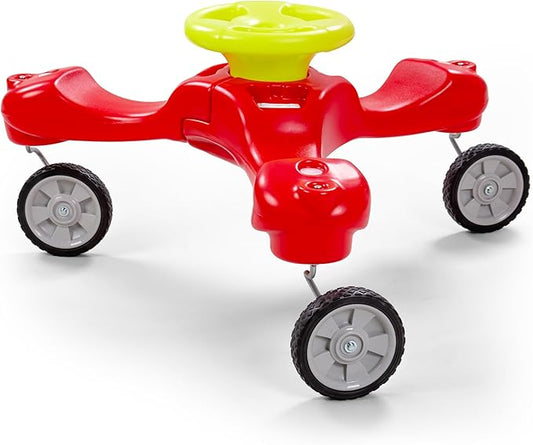 Simplay3 Boomerang Bike Ride-On Trike Toy for Ages 1.5-5, Accommodates Up to 3 Kids, Swivel Caster Wheels, 32" x 32" x 19.5", Red