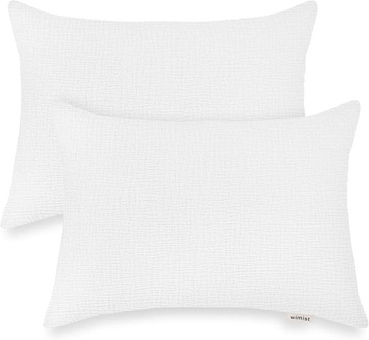Toddler Pillowcases for 13"x18" Pillow 2 Pack, Muslin Small Toddler Baby Kids Travel Pillow Covers for Boys Girls with Envelope Closure (White, 13 x 18 Inch)