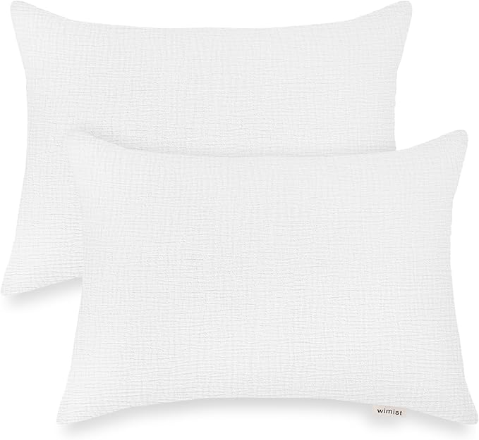 Toddler Pillowcases for 14"x20" Pillow 2 Pack, Muslin Small Toddler Baby Kids Travel Pillow Covers for Boys Girls with Envelope Closure (White, 14 x 20 Inch)