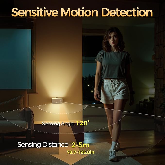 Briignite Motion Sensor Stair Light for Indoor, Night Lights Plug into Wall Magnetic Stick-On Soft White (3000K), Rechargeable, Battery-Operated Wall Light for Hallway, Stairs, Bedroom, Kitchen