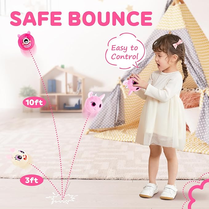 PlayZap Bouncy Balls with Plush Cover - BPA -Free Safe Sensory Toys for Toddlers Kids - 3" Large Size 10 FT High - Christmas Toy Birthday Gift - Ideal Stocking Stuffers for Boys Girls 1-3 3-5 5-8 8-12