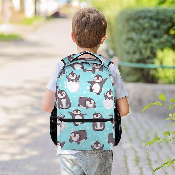 COOPASIA Cute Penguin Backpack, 16 Inch Animal Theme Bookbag with Adjustable Straps, Durable, Lightweight, Large Capacity, School Backpack for Kids Girls Boys