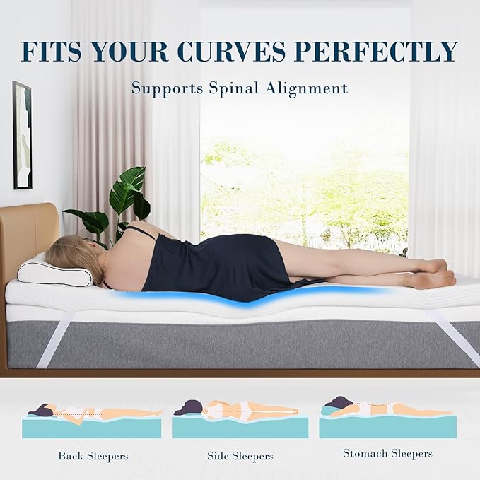 2 Inch King Memory Foam Mattress Topper, Cooling Gel Bed Topper with Removable Cover, Soft & Pain Relief & Breathable, CertiPUR-US & Oeko-Tex Certified