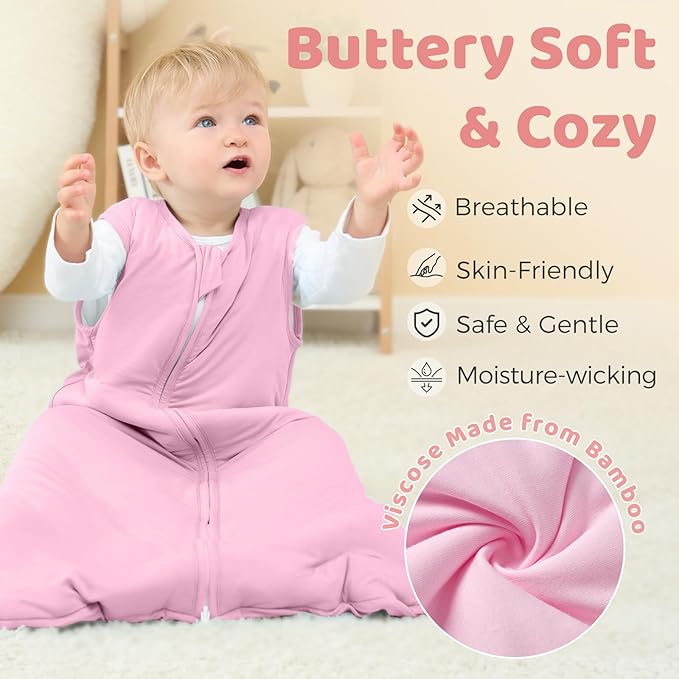 Freejoy Viscose From Bamboo Baby Sleep Sack, 1.5 TOG Infant Toddler Wearable, Buttery Soft Sleeping Bags