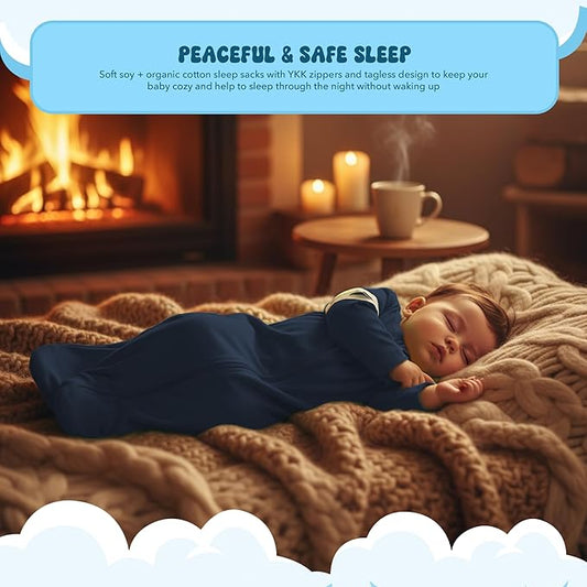 Babysoy Long Sleeve Wearable Blanket Sleep Sack, Infant to Toddler Sleeping Bag, Choose from size 0-24 Months
