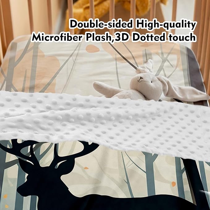 Personalized Baby Crib Bedding Set: 4 Piece Custom Orange Sika Deer Crib Bed Set with Name, Nursery Bedding Set for Baby Girls, Newborn Boys Crib Sets, Crib Bedding Custom Gift, Crib Sheet