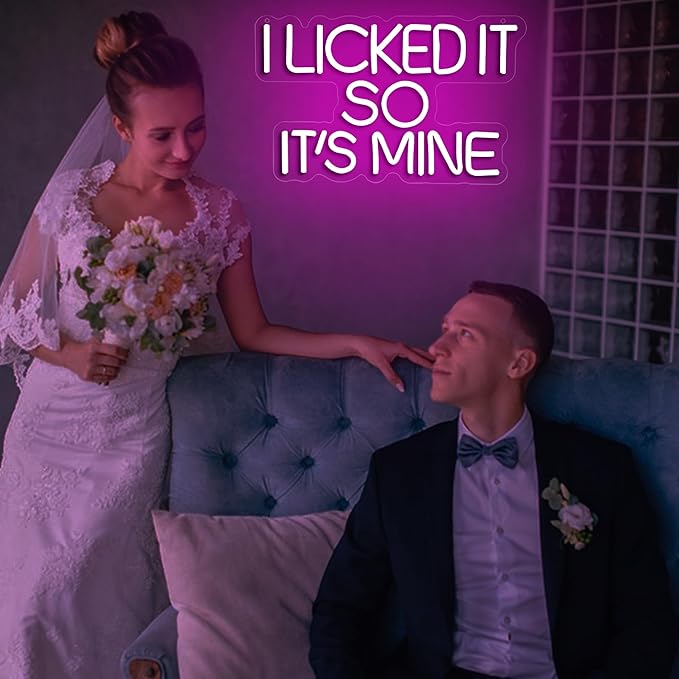 Pink Text Neon Sign for Wall Decor Its Mine LED Neon Light Sign Funny Signs Pink Room Decor for Wedding Party Valentine'Day Gifts for Husband Wife Boysfriend Size 15.2 * 9.4in(GLND367)