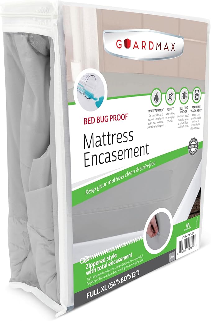 Guardmax Jersey Knitted Full XL Zippered Mattress Encasement - Waterproof & Bed Bug Proof Mattress Protector - Comfortable, Soft, and Noiseless Zippered Bedding - Dust Mite Proof (54 x 80 x 12)