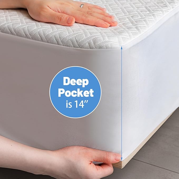 Premium Bamboo Mattress Protector – Full Size, Waterproof, & Ultra Soft Breathable Noiseless Washable Bed Mattress Cover for Comfort & Protection MC01FULL-L