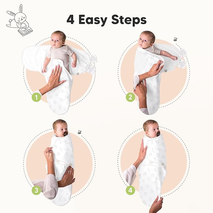 KeaBabies 3-Pack Organic Baby Swaddle Sleep Sacks - Swaddles for Newborns, Infant 0-3 Months, Baby Girls, Boys, Soft & Snug Newborn Sleep Sack, Nursery Swaddling Blankets (Abc Land Rose)