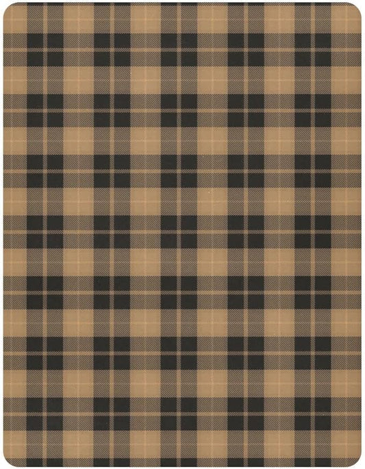 Brown Plaid Crib Sheets Soft Breathable Fitted Baby Playard Sheets Mattress Cover for Girl Boys, 39" x 27" x 5"