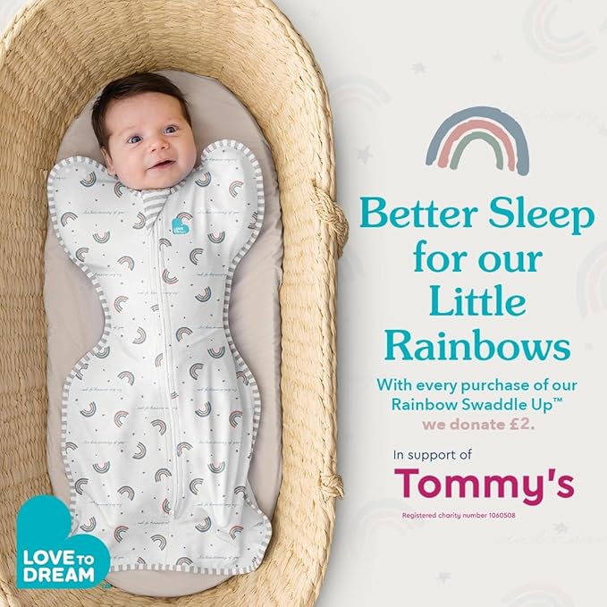 Love to Dream Swaddle UP, Baby Sleep Sack, Self-Soothing Swaddles for Newborns, Get Longer Sleep, Snug Fit Helps Calm Startle Reflex, New Born Essentials for Baby, 1.0 TOG, 8-13lb, Rainbow Dream