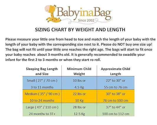 BABYINABAG Very Warm 2.5 Tog Quilted Winter Model Baby Sleep Bag or Sack, Cotton for Infants and Toddlers (Medium (10-24 mos))