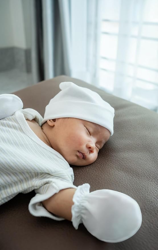 RATIVE Baby Mittens No Scratch Organic Cotton for Newborn 0-6 Months | Baby Essentials Must-Haves for Boys & Girls