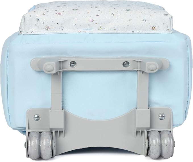kingdisen Cute travelers club blue Rolling Backpack for women with wheels Rolling cart (HEY BLUE)