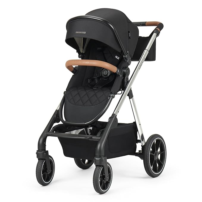 Beberoad Love RX 3-in-1 Baby Stroller, Toddler Stroller, Foldable Infant Stroller, Reversible Toddler Seat with Organizer, Rain Cover, Sunshade & Mosquito 2 in 1 Cover and Large Storage Basket（Black）