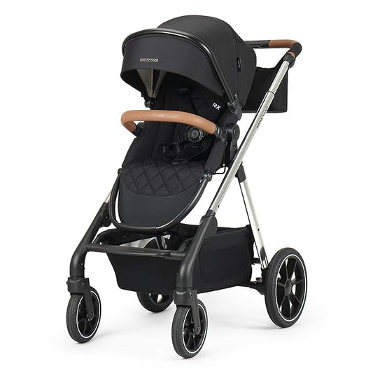 Beberoad Love RX 3-in-1 Baby Stroller, Toddler Stroller, Foldable Infant Stroller, Reversible Toddler Seat with Organizer, Rain Cover, Sunshade & Mosquito 2 in 1 Cover and Large Storage Basket（Black）