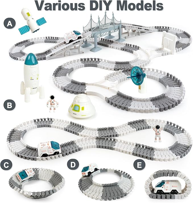 BEMITON Race Track Toy for Kids - Best Birthday Gift for 3 4 5 6 7 Year Old Boys, 290+ PCS DIY Flexible Track Playset, Creative Building Toys