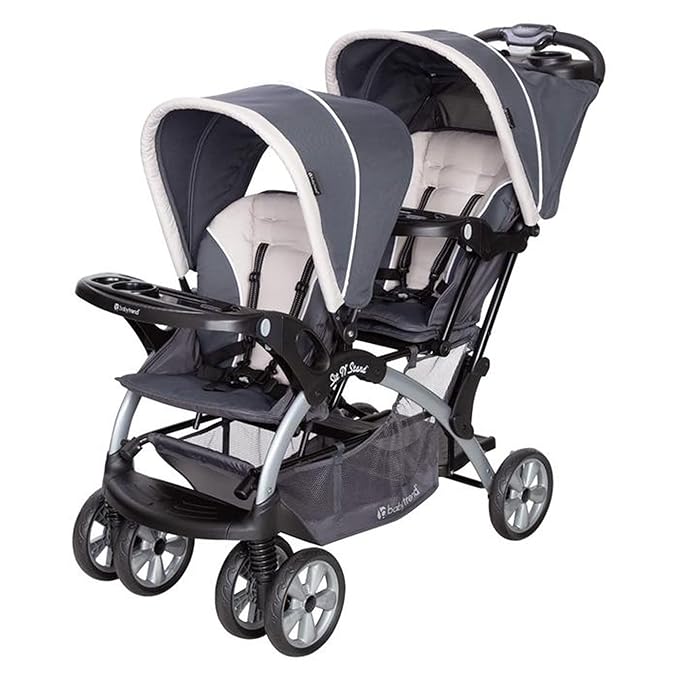 Baby Trend Infant and Toddler Double Stroller & 2 Car Seat Combo, 3 Pc Set, Magnolia - Portable and Lightweight Stroller Duo and Car Seat Travel System Tandem