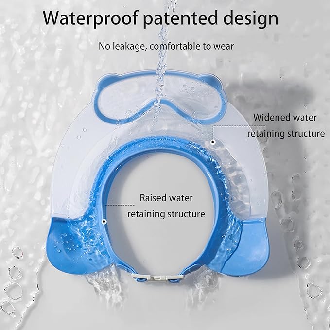 Baby Shower Cap Shield, Shower Cap for Kids, Visor Hat for Eye and Ear Protection for 0-9 Years Old Children, Cute diving goggle Shape Makes The Baby Bath More Fun (Pink)