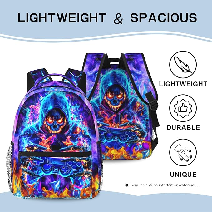 Nebcog Boys Backpack For Kids School Backpack For Boys Children Game Bookbag Teens Elementary Middle School Backpacks for Boy 6-18 Waterproof Lightweight 17 Inches Travel Back Pack