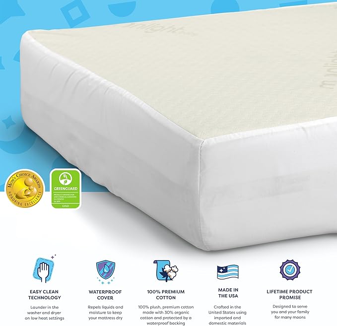 Moonlight Slumber Little Dreamer Crib Mattress Cover, Ecru, Hypoallergenic - Mattress Not Included