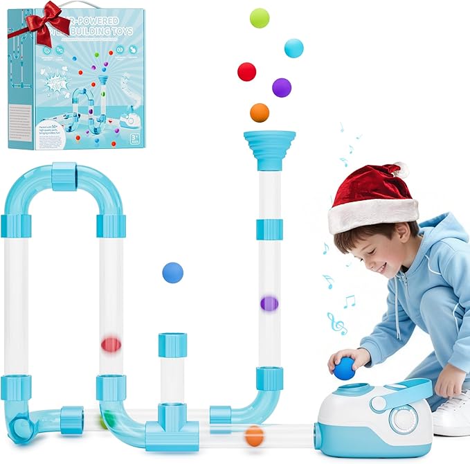 Air-Powered STEM Building Toys - Bluetooth Learning Toys with Wireless Music Play, Rechargeable & Play While Charging, STEM Toys for 3+ Year Old, Kids Toys Birthday Gifts for Kids