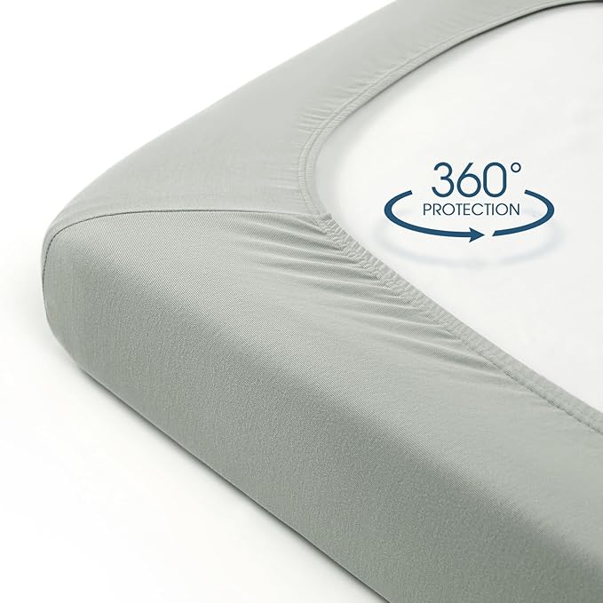 GRSSDER Jersey Crib Sheets for Boys and Girls, Stretchy Ultra Soft Crib Fitted Sheets Set 2 Pack, Universal Fit All Standard Crib Mattress Pads Safe and Snug, Natural White/Gray