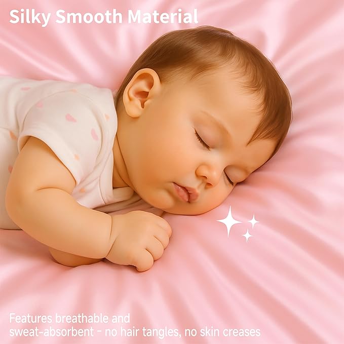 Satin Bassinet Sheet 2 Pack, Great for Baby Hair, Soft Silk Feeling Sheet for Rectangle Cradle Bassinet Mattress Pad, for Girls Gift Newborn and Infant(Pink & Purple)